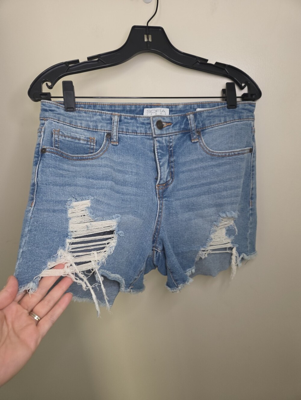 Women's Sofia Vergara Lila Distressed Denim Shorts Sz 4 - Picture 8 of 9
